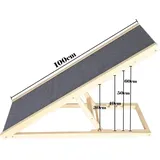 Massivholz-Haustierrampe Auto-Hundeleiter – 4-fach höhenverstellbar mit rutschfestem Teppich Sicherheits-Haustierleiter – Holz-Hunderampe