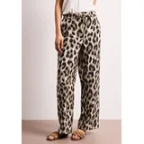 STREET ONE High Waist Wide Leg Hose mit Leo-Print Beige 38