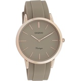 Oozoo Damen Armbanduhr Vintage Series Analog Silikon taupe grau D2UOC20170 - Grau