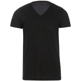 TRIGEMA T-Shirt "TRIGEMA V-Shirt Slim Fit", Jungen, Gr. M, schwarz, Single Jersey, 100% Baumwolle, Basic, lang, V-Ausschnitt, Shirts T-Shirt