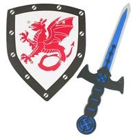 Das Kostümland Schaumstoff Ritter Set mit Drachen - Schwert und Schild für Kinder - Mittelalter Kostüm zu Kindergeburtstag Fasching Spielen