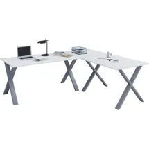 VCM Eckschreibtisch L Form Silber / Weiß