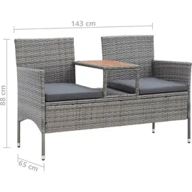 vidaXL 2-Sitzer-Gartenbank 143 x 0 x 0 cm Grau