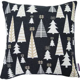 Tom Tailor Dekokissen TOM TAILOR HOME "GLAMOUR CHRISTMAS" Gr. 1, schwarz (goldfarben, anthrazit, gemustert), B:50cm L:50cm, Baumwolle, Dekokissen_Sitzkissen_Kissenhüllen, Kissenhülle ohne Füllung, 1 Stück
