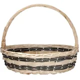 VERDELOOK Ovaler Weidenkorb mit Henkel, 41x32 h33 cm, beige mit braunem Streifen