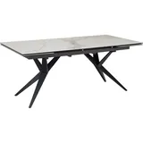 FineBuy Esstisch FineBuy Esszimmertisch 180 - 260 cm Keramiktisch Ausziehbar Keramik - Weiß