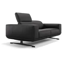 Sofanella 2-Sitzer Leder Merano, Relaxsofa, Designsofa, Designer Couch, Italienisches Sofa, 2er Sofa schwarz