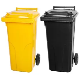 Proregal 2-Rad-Mülltonne Mgb HDPE-Kunststoff 120 Liter Gelb & Grau/Schwarz