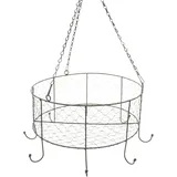 FRANK FLECHTWAREN Kräuterkrone Nostalgie, Metall, grau, pulverbeschichtet Maße: Ø 35 x 19 cm, GH 50 cm, Elegantes Design, Blickfang