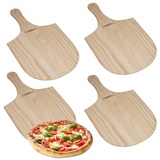 relaxdays Pizzaschieber 4 x Pizzaschieber aus Holz braun