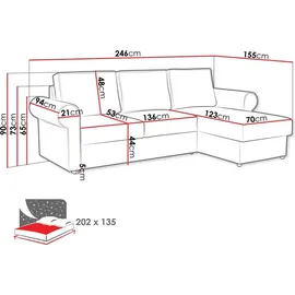 Mirjan24 Eckcouch Cord 4-Sitzer Grün