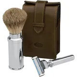 ERBE Shaving Shop Rasiersets Rasier-Set in Ledertasche, Gillette Mach3 schwarz