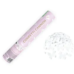 PartyDeco Konfettikanone mit Schmetterlingen 28cm Konfetti Kanone Party Popper Hochzeit Taufe Konfettiregen Shooter Konfettibombe Weiß