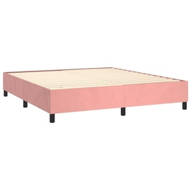 vidaXL Boxspringbett mit Matratze Rosa 160x200 cm Samt - Rosa