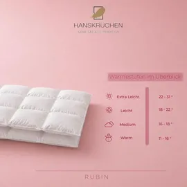 HANSKRUCHEN Rubin 840 g, Daune, 135 x 200 cm Warm 100% Daunen, waschbar Allergiker Daunendecke - Weiß