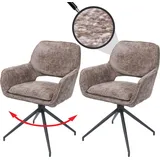 MCW 2er-Set Esszimmerstuhl MCW-N74, Küchenstuhl, drehbar Auto-Return, Stoff Chenille (490g/m2) Öko-Tex ~ braun