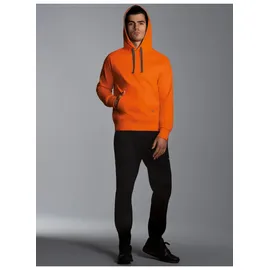 TRIGEMA Jogginganzug "TRIGEMA Jogginganzug aus Biobaumwolle", Herren, Gr. M, orange (mandarine), 75% Baumwolle (Biobaumwolle kbA), 25% Baumwolle (recycelt), casual, Sportanzüge