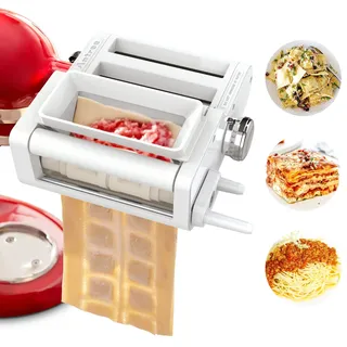 ANTREE 3-in-1 Nudelaufsatz & Ravioli-Aufsatz für KitchenAid Standmixer, Pasta Maker Assecories inklusive Nudelblatt-Roller, Spaghettischneider und Ravioli-Maker-Aufsatz