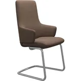 Stressless Stressless® Polsterstuhl »Laurel«, ROHLEDER Stoff Q2 FARON, High Back mit Armlehne, Größe L, mit Beinen aus Stahl in chrom matt, braun