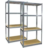 Grafner Doppel Schwerlastregal 2er Set mit 8 Böden aus MDF, maximale Belastung 1400 kg, abgerundete Ecken, 160x160x40 cm, Doppelpack Steckregal, Lagerregal Kellerregal