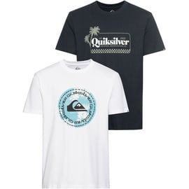 QUIKSILVER T-Shirt, (Packung, 2 tlg 2er-Pack), Gr. M, weiß + schwarz, , 10550568-M