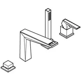 Grohe Allure Brilliant Private Collection 4-Loch Einhand-Wannenbatterie, Ausladung 198mm, Wannenrandmontage, Griff mit Vanilla Noir Ceasarstone, 29527000, Farbe: Chrom