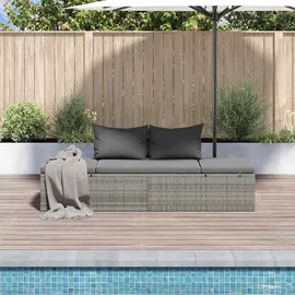vidaXL Polyrattan Gartenbett grau