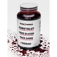 Maskworld Theaterschminke Kunstblut Flasche 500 ml – Filmblut (2-tlg), Fließt und wirkt wie echtes Blut – ideal für alle Anwendungen, bei rot
