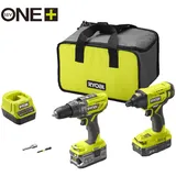 RYOBI Combo-Kit 18 V ONE+ Akku-Schlagbohrschrauber- Akku-Schlagschrauber, mit 2x Akkus / Ladegerät