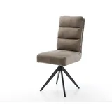 DELIFE Esszimmerstuhl Pela-Flex Mikrofaser Taupe Vintage Kreuzgestell kantig Schwarz Taschenfederkern, Esszimmerstühle