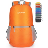 ZOMAKE Ultraleicht Faltbarer Rucksack 20L,Kleiner Rucksäcke Wasserdicht Wanderrucksack Packable Backpack für Damen Herren Outdoor Wandern(Orange)