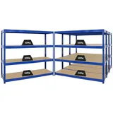 Proregal Mega Deal 4er-Sparset Profi-Schwerlastregal DINO HxBxT 180x180x60cm Fachlast 500kg Blau