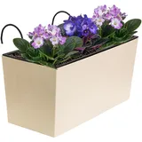 Blumenkübel Blumentopf Rattan Trapez Creme Beton Struktur H 19,5 cm 12 L
