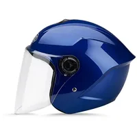 LIONCIANO Motorradhelm Mit Schutzbrille, Jethelm Roller-Helm Scooter-Helm Moped Mofa-Helm Chopper Vintage, Hat Den Verkehrssicherheitstest Bestanden, Um Die Kopfsicherheit Wirksam Zu Schützen(Blau)