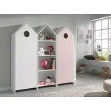 Vipack Jugendzimmer-Set Casami, best. aus 2 Schränken mit Drehtür, 1 Regalschrank, TOP modern, (Set, 3-tlg., B/H/T ca. 115,2x171,3x37cm, verschiedene Farbkombinationen erhältlich), als Kleider-/Wäscheschrank nutzbar, universell einsetzbar rosa