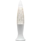 Licht-Erlebnisse Lavalampe ANGELINA, Tischlampe Weiß Silber Glitter elegantes Partylicht Stimmungsleuchte silberfarben|weiß