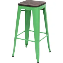 MCW Barhocker A73  inkl. Holz-Sitzfläche Metall stapelbar  Grün