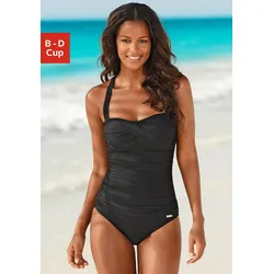 Badeanzug LASCANA, Damen, Gr. 42, Cup D, schwarz, Polyamid, unifarben, Badeanzüge, mit modischem Rücken und Shaping-Effekt, Topseller