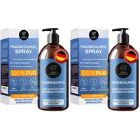 Ultra Pur MagnesiumÖl - 1000ml | 100% Natürlich Reines Zechstein Öl von Organic Magnesium | Perfekt für Sport & Muskel entspannung | Flüssig Oil Konzentrat (Packung mit 2)