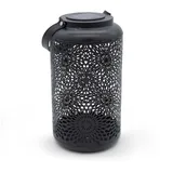 Spetebo LED Solar Laterne Metall 28 x 16 cm Garten Deko schwarz