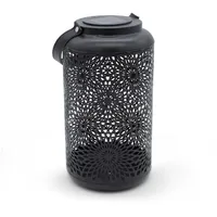 Spetebo LED Solar Laterne Metall 28 x 16 cm Garten Deko schwarz