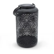 Spetebo LED Solar Laterne Metall 28 x 16 cm Garten Deko schwarz