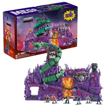 MEGA Masters of the Universe Snake Mountain Bauset mit 3.800 Teilen und 6 beweglichen Mikro Aktionfiguren, Motu, Spielzeug ab 14 Jahre, HHD16