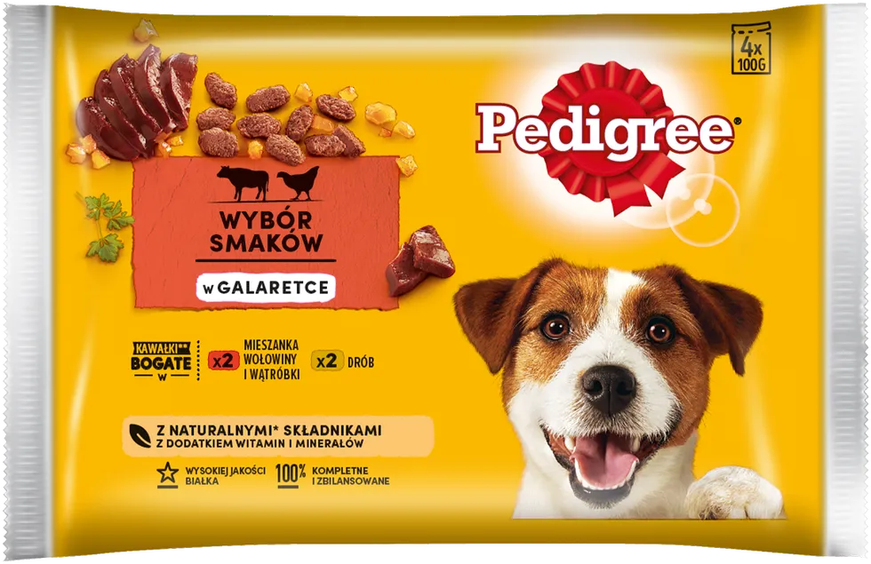 PEDIGREE Vital Protection mit Rindfleisch, Geflügel in Gelee 4x100g (Rabatt für Stammkunden 3%)