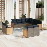 vidaXL Gartensofa-Set 11-tlg. grau