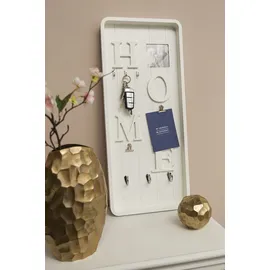 Myflair My Flair Memoboard Valerina mit Haken & Klemmen | Schlüsselbrett Pinnwand Weiß MDF Landhausstil | Wechselrahmen HOME-Deko | 70 x 30 cm
