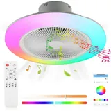 oyajia Deckenventilator 40W Deckenventilator mit LED Beleuchtung, Streamer-Deckenlampe 50cm, Deckenventilator mit Bluetooth Lautsprecher, RGB Farbwechsel Leuchte