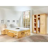 Interlink Inter Link Bett mit Stauraum Till inkl. Nachtkommode und Lattenrost 180x200 - Braun