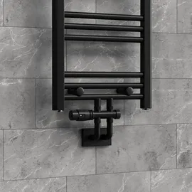 luxebath Ventil-Armaturen Set Multiblock Heizkörperthermostat Mittelanschluss Schwarz