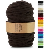 Netuno 1x Makramee Garn Dunkelbraun 9 mm 50 m Baumwollkordel mit Polyesterkern Dickes Garn Makramee Kordel aus Baumwolle Kordelband Naturkordel Makramee Kordel Makramee Faden Cotton Cord Macrame